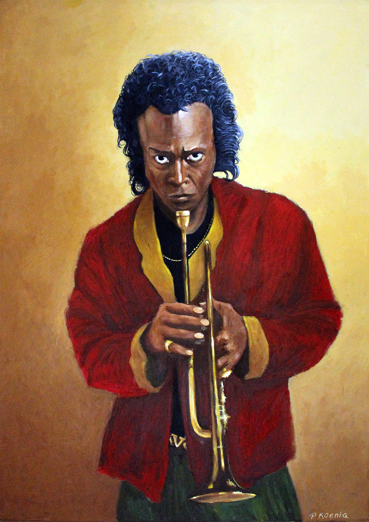 "Miles Davis" - Acrylic on a wood panel by Peter Koenig