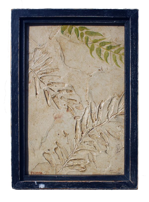 "Fossilized Ferns" - Mixed media on wood panel by Peter Koenig