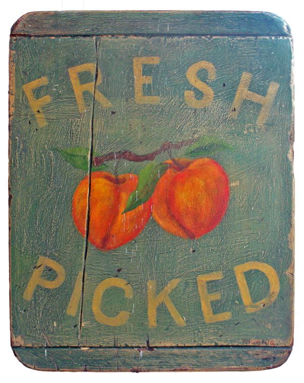 "Fresh Picked" - Farmstand sign made with mixed media on a reclaimed period wood panel