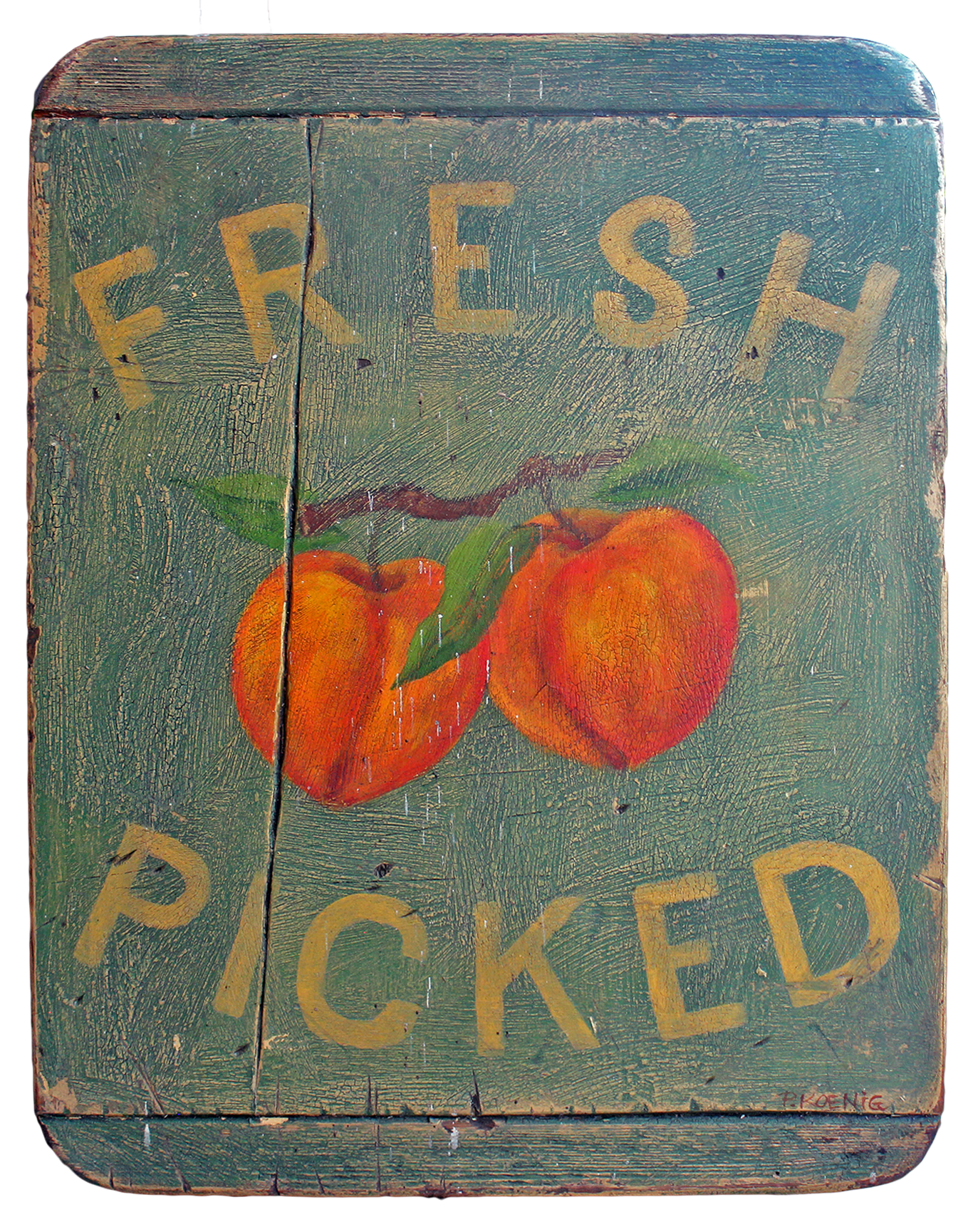 "Fresh Picked" - Farmstand sign made with mixed media on a reclaimed period wood panel