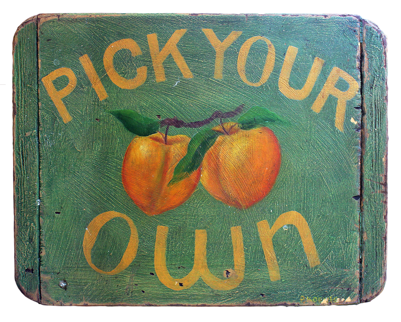 "Pick Your Own" - Farmstand sign made with mixed media on a reclaimed period wood panel