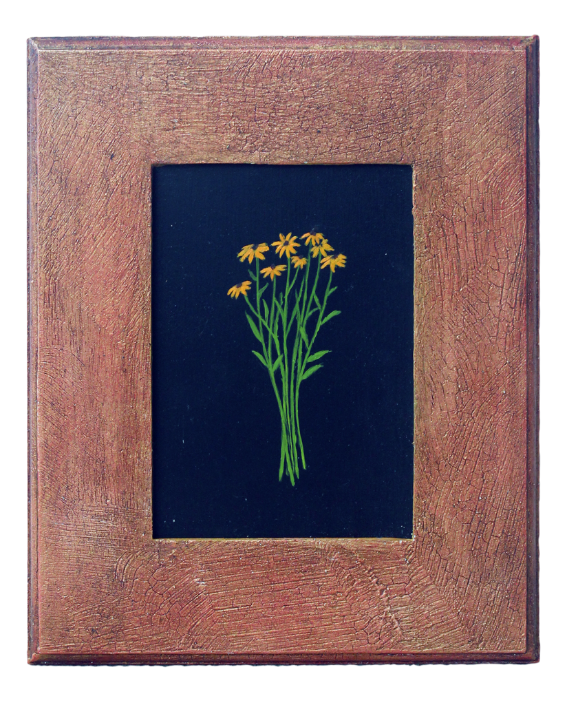 "Red Daisies". Acrylic on wood panel by Peter Koenig