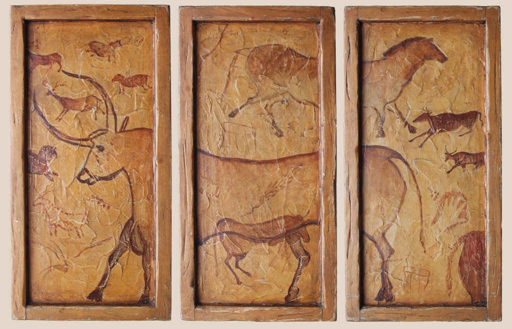 "Cave Painting Panels" - Mixed media on reclaimed period shutter panels by Peter Koenig