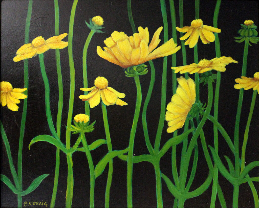 "Night Flowers" - Acrylic on a wood panel by Peter Koenig