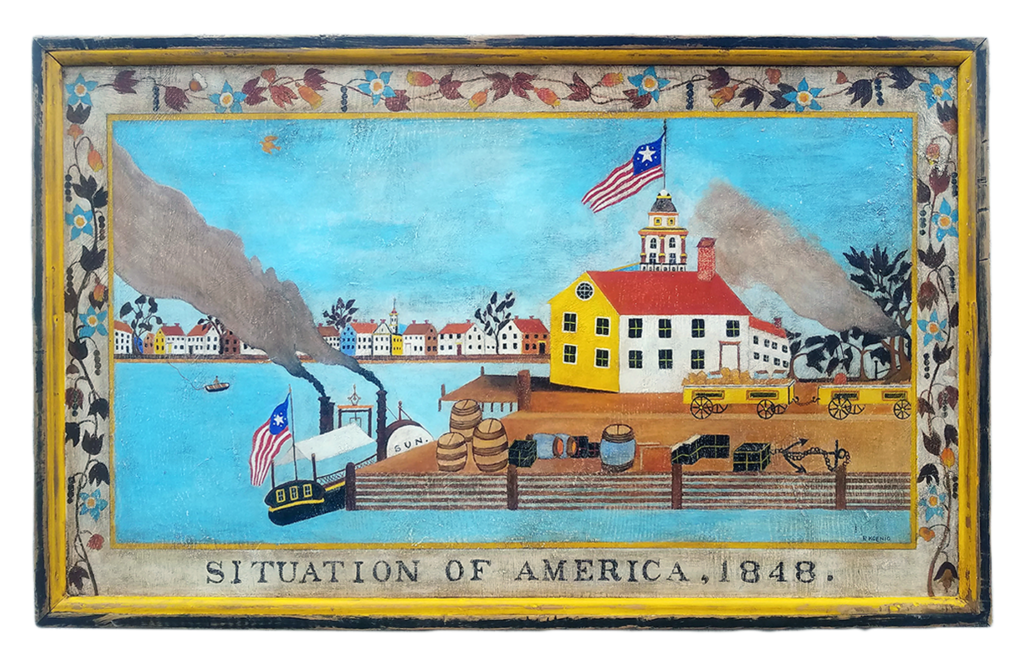 "Situation of America" Mixed media on pine by Peter Koenig