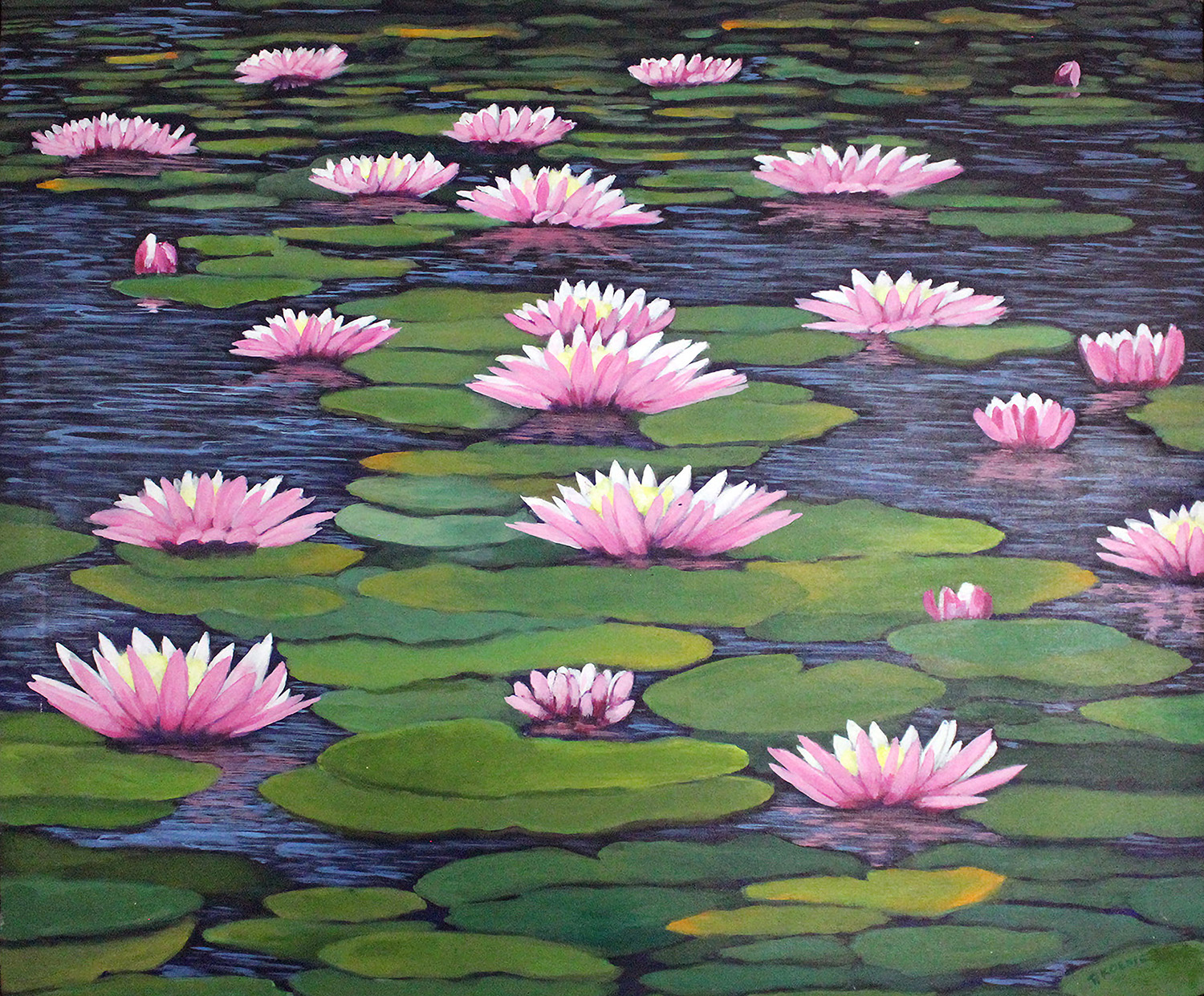 "Water Lilies" - Acrylic on canvas by Peter Koenig