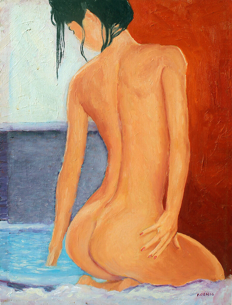 "The Bath" - Acrylic on a wood panel by Peter Koenig