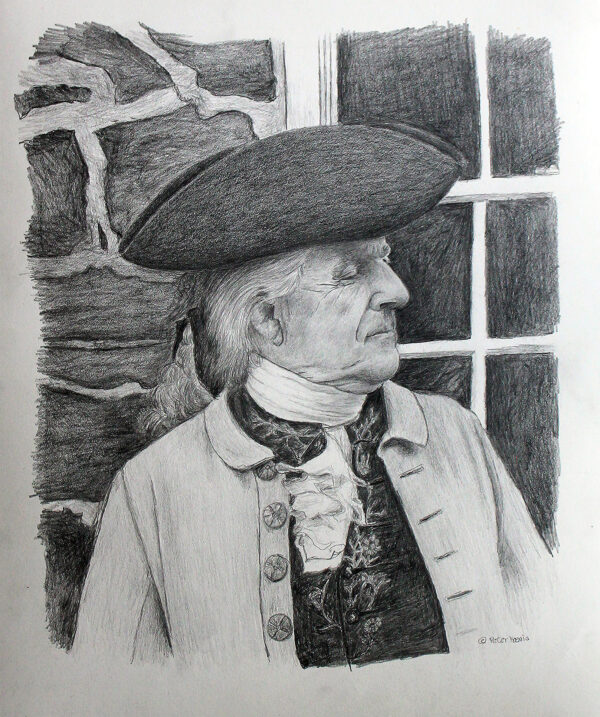 "The Squire Visits Fort Decker" - Graphite on vellum by Peter Koenig