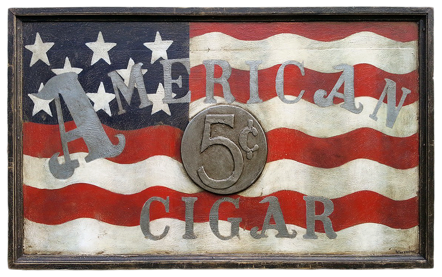 "American Cigar" - Mixed media on Pine by Peter Koenig