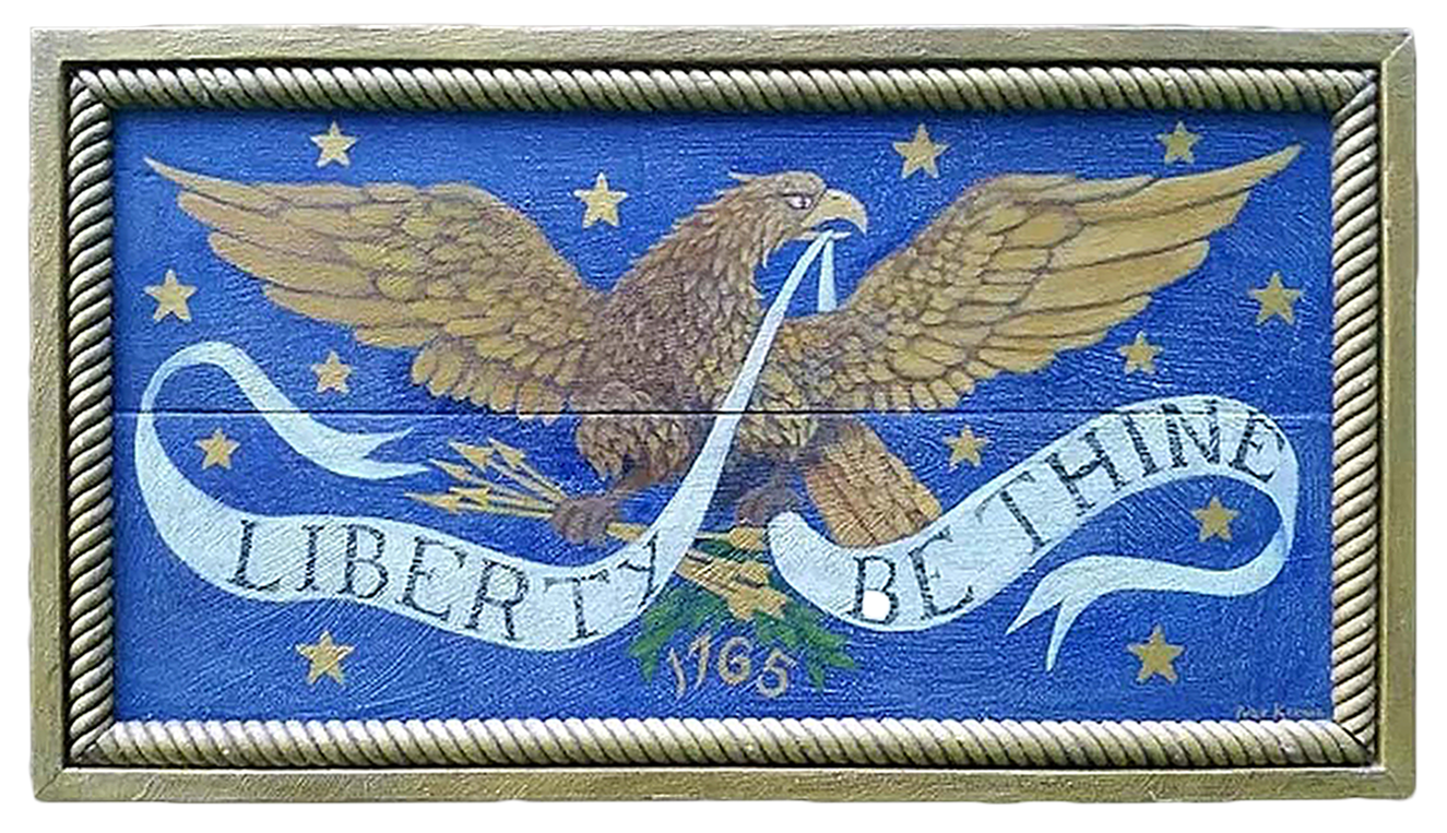 "Liberty be Thine" - Mixed media on pine by Peter Koenig. Commemorating Revolutionary War patriots known as The Sons of Liberty. A pre-revolutionary secret organization of American patriots.