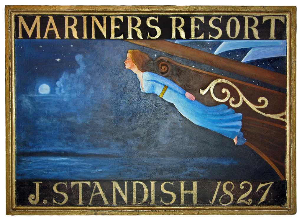 "Mariners Resort" - Mixed media on pine by Peter Koenig