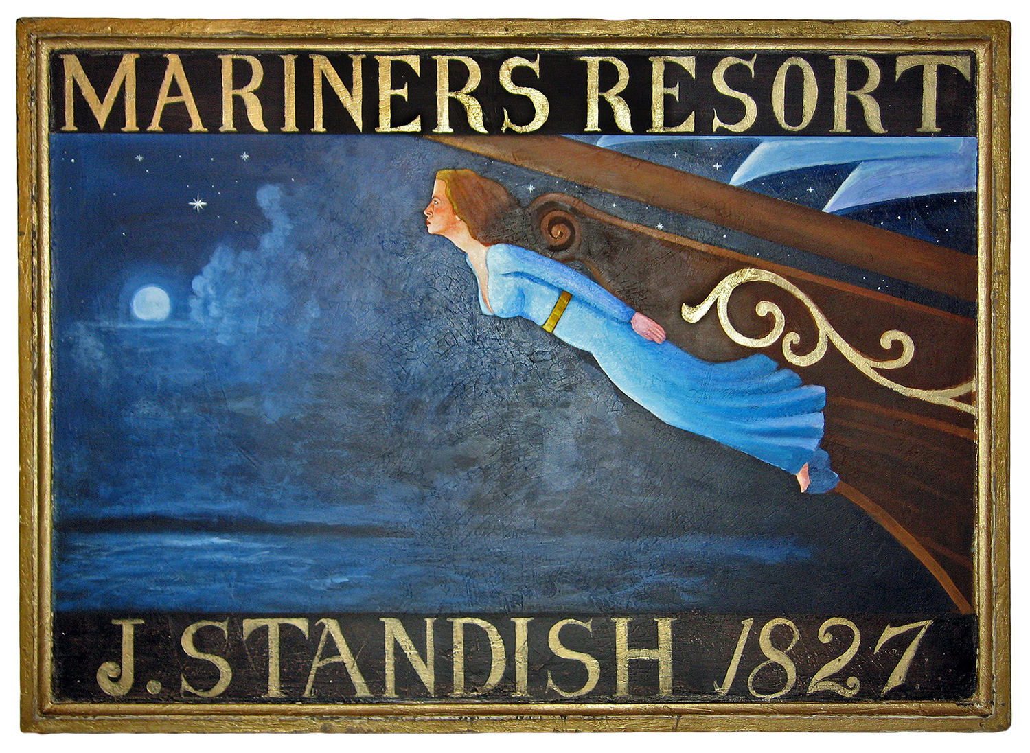 "Mariners Resort" - Mixed media on pine by Peter Koenig