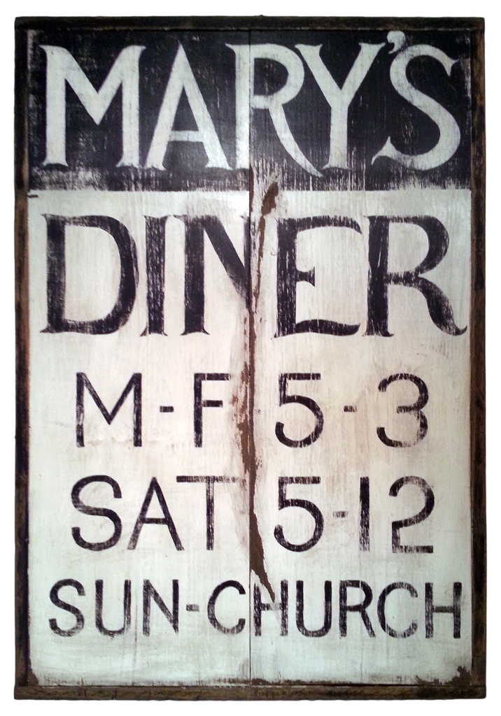 "Mary's Diner" - Mixed media on a period wood panel by PETER KOENIG