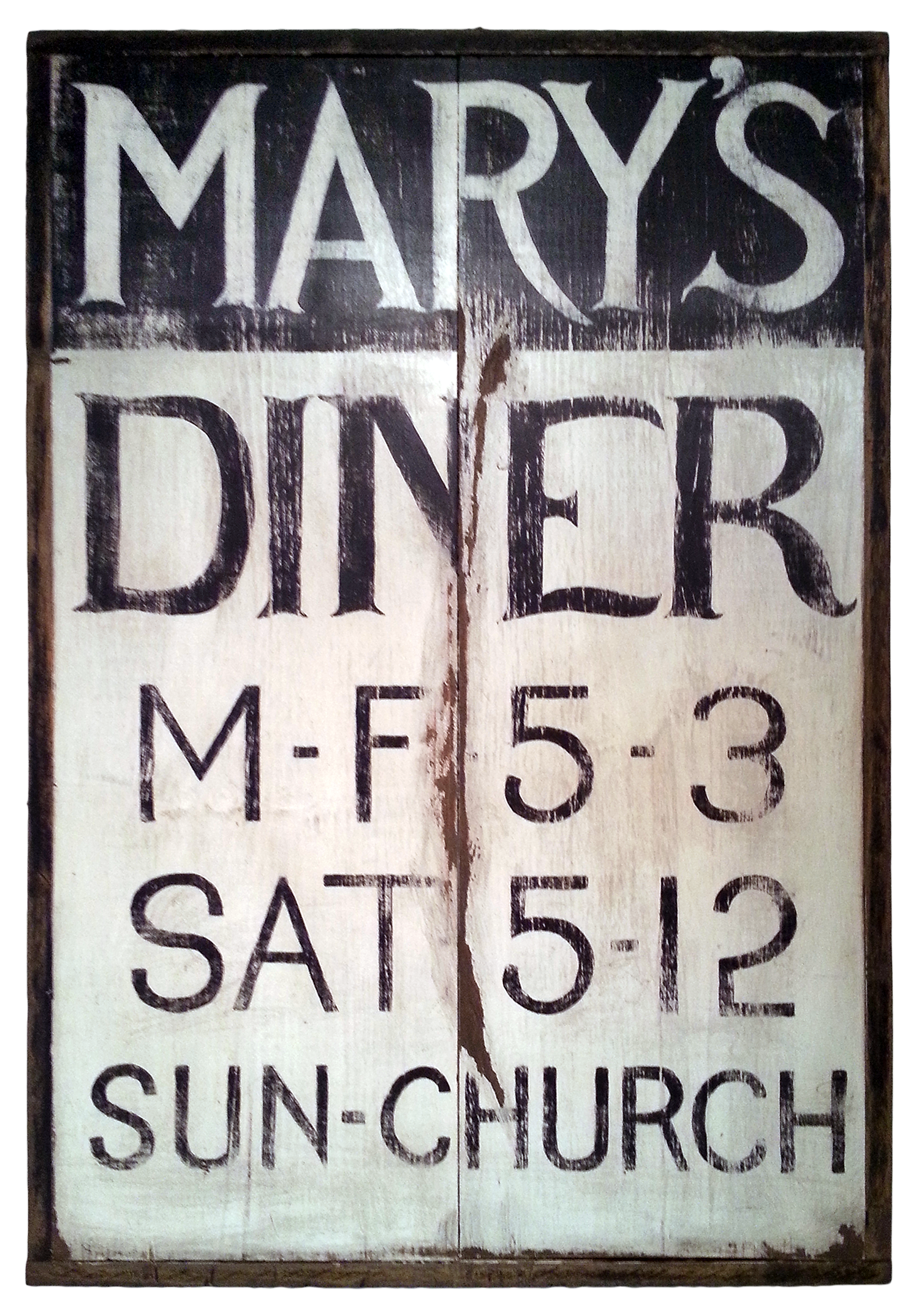 "Mary's Diner" - Mixed media on a period wood panel by PETER KOENIG